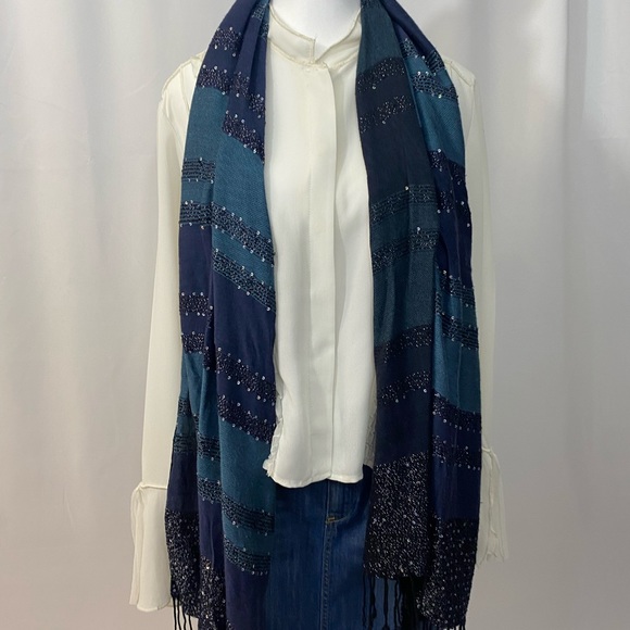 Navy Scarf 70” x 19” Fall Perfect - Picture 3 of 6